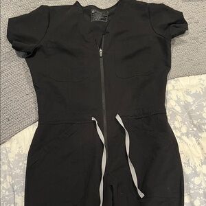 FIGS CATARINA Scrubs Wide Leg Jumpsuit Black L